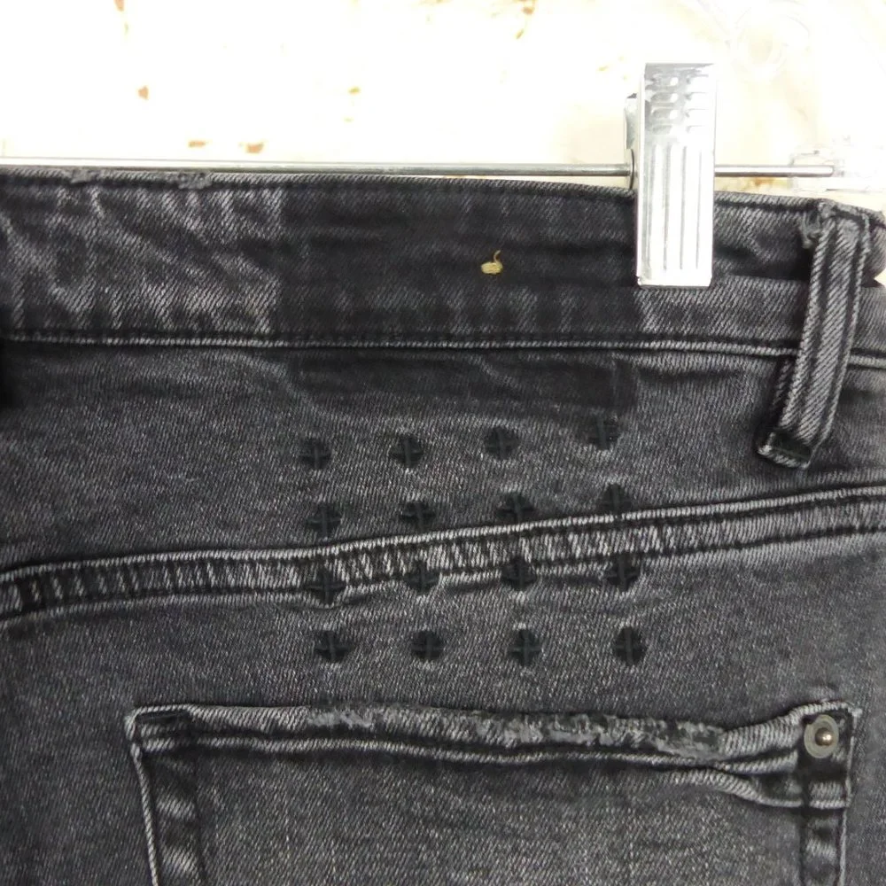 Ksubi Mens 34X32 Van Winkle Hazlow Angst Trashed Jeans Black Button Fly Grunge